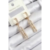 316L Çelik Zirkon Taşlı Sallantılı Messika Model Gold Renk Kadın Küpe
