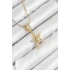 316L Çelik Zirkon Taşlı Yıldız Model Gold Renk Kadın Kolye
