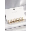 925 Ayar Gümüş Çivi Pirinç Gold Renk İşlemeli Halka Model Kadın Küpe Seti