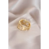 Ayarlamalı Gold Renk Metal Zirkon Taşlı Kalp Model Yüzük