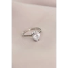 Ayarlanabilir Silver Renk Taşlı Damla Yüzük