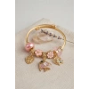 Balık Charmlı Pembe Renk Gold Bileklik