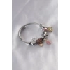 Çelik Charm Model Pembe Çilek Figür Kalp Detay Zirkon Taşlı Kadın Bileklik