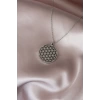 Çelik Silver Renk Yaşam Çiçeği Tasarımlı Kadın Kolye