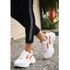 Dica Beyaz Cilt Turuncu Detaylı Bağcıklı Spor Ayakkabı