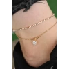 Gold Renk Damla ve Sıra Zirkon Taşlı Halhal