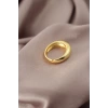 Gold Renk Metal Kırmızı Taşlı Bombeli Kadın Yüzük