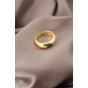 Gold Renk Metal Yeşil Taşlı Bombeli Kadın Yüzük