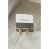 Gold Renk Metal Zirkon Taşlı Minimal Halka Küpe