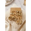 Gold Renk Metalik Kaplamalı CCB 6 Çift Küpe Seti