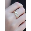 Gold Renk Zirkon Taşlı Kadın Yüzük