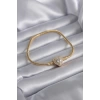 Gold Renk Zirkon Taşlı Kalp Model Pirinç Charm Kadın Bileklik