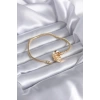 Gold Renk Zirkon Taşlı Kalp Model Pirinç Charm Kadın Bileklik