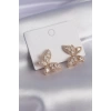 Gold Renk Zirkon Taşlı Kelebek Model Pirinç Kadın Küpe
