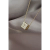 Gold Renk Zirkon Taşlı Küp Model Y Harfli Kolye