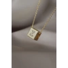 Gold Renkli Küp Model Zirkon Taşlı Z Harfli Kolye