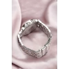 Gümüş Metal Kordonlu Rose Zirkon Taşlı Kasa Tasarımlı Kadın Saat