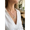 Gümüş Renk Ataç Zincir Yonca Model Kadın Kolye