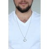 Gümüş Renk Krom Kaplama Kararmaz Ay Yıldız Tasarım Metal Erkek Kolye