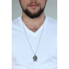 Gümüş Renk Krom Kaplama Kararmaz Firavun Tasarım Metal Erkek Kolye