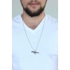 Gümüş Renk Krom Kaplama Kararmaz Tüfek Tasarım Metal Erkek Kolye