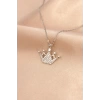 Gümüş Renk Metal Zirkon Taşlı Taç Kolye