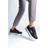 Julya Siyah Cilt Beyaz Tabanlı Bağcıklı Spor Ayakkabı