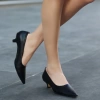 Kavi Siyah Cilt Topuklu Ayakkabı