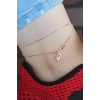 Kristal Taşlı Rose Renk Çift Zincirli Hal Hal