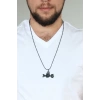 Krom Kaplama Siyah Renk Metal Ok ve El Tasarım Erkek Kolye