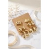 Metalik Kaplama Gold Renk CCB 6 Çift Kadın Küpe Seti