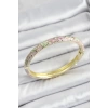 Mineli Pirinç Çiçek Motif Pembe Renk Kadın Kelepçe