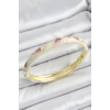 Mineli Pirinç Gold Renk Krem Çiçek Motifli Kadın Kelepçe
