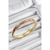 Mineli Pirinç Krem Çiçek Motifli Gold Renk Kadın Kelepçe