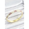 Mineli Pirinç Pembe Bej Sarmal Desenli Gold Renk Kadın Kelepçe