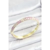 Mineli Pirinç Pembe Sarmal Desenli Gold Renk Kadın Kelepçe