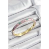 Mineli Pirinç Pembe Ve Yeşil Yaprak Motifli Gold Renk Kadın Kelepçe