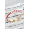 Mineli Pirinç Zirkon Taşlı Pembe Çiçek Motifli Gold Kadın Kelepçe