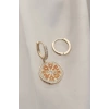 Minimal Taşlı Portakal Model Küpe