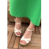 Minna Bej Cilt Dolgu Topuk Sandalet