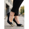 Norji Siyah Saten Stiletto Ayakkabı