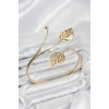 Pazu Bileklik Gold Renk Pirinç Yaprak Model