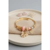Pembe Kelebek Model Gold Renk Charmlı Bileklik