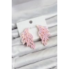Pembe Renk Kristal Taşlı Kanat Küpe
