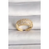 Pirinç Gold Renk Ayarlanabilir Zirkon Taşlı Kadın Yüzük