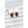 Pirinç Gold Renk Bordo Model Vintage Kadın Küpe