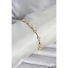 Pirinç Gold Renk Damla Model Zirkon Taşlı Kadın Bileklik