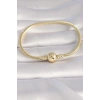 Pirinç Gold Renk İşleme Detay Charm Model Kadın Bileklik