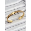 Pirinç Gold Renk İşlemeli Altı Açık Bileklik