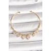 Pirinç Gold Renk Sallantı Pembe Zirkon Taşlı Kalp Figür Charm Kadın Bileklik